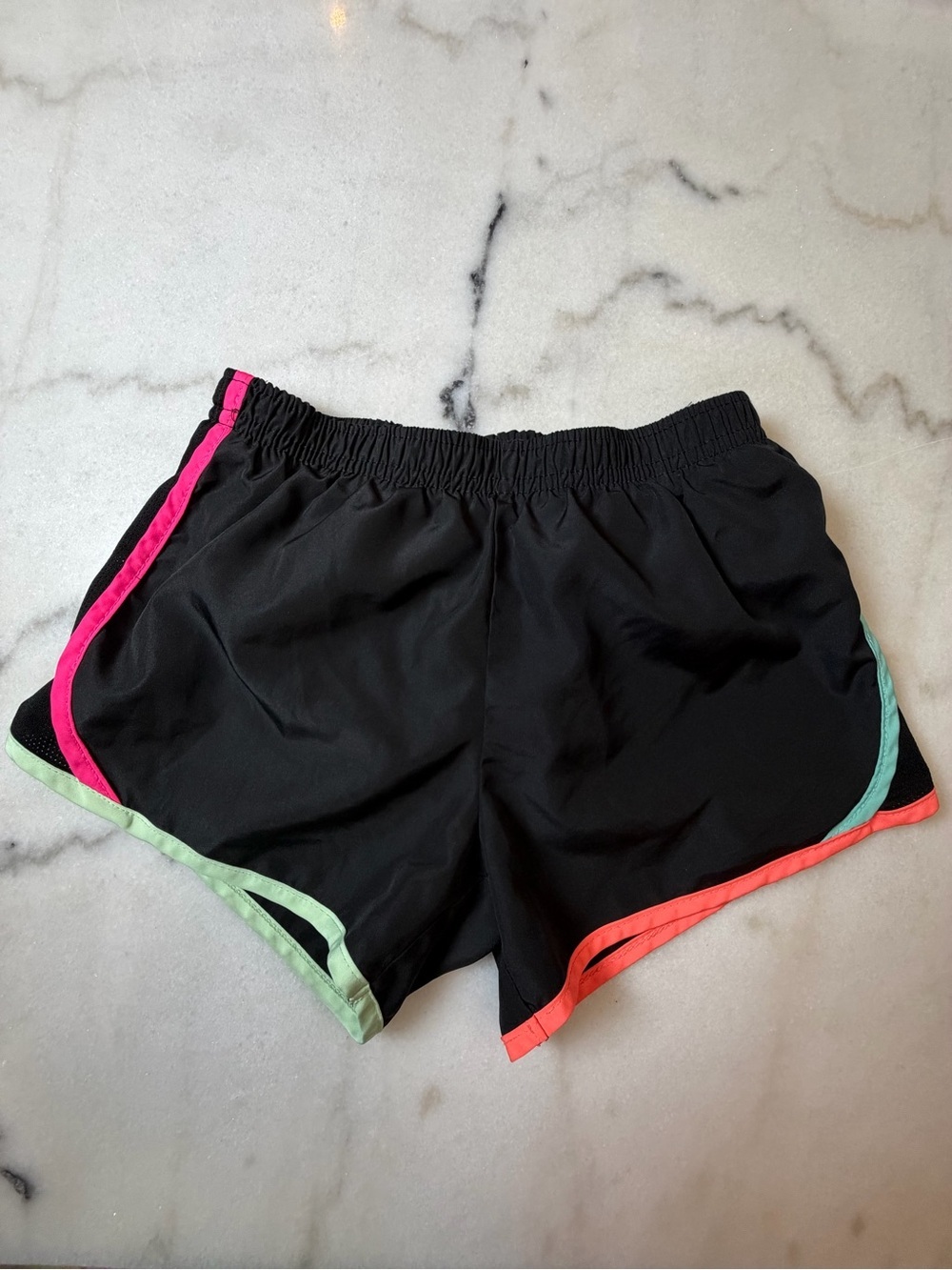 Nike Black Kids' Athletic Shorts with Neon Pink, Coral & Mint Trim